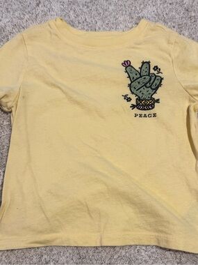 Old Navy Yellow Tee with Green Cactus Peace Graphic